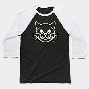 Lineart Cute Cat Face Baseball T-Shirt